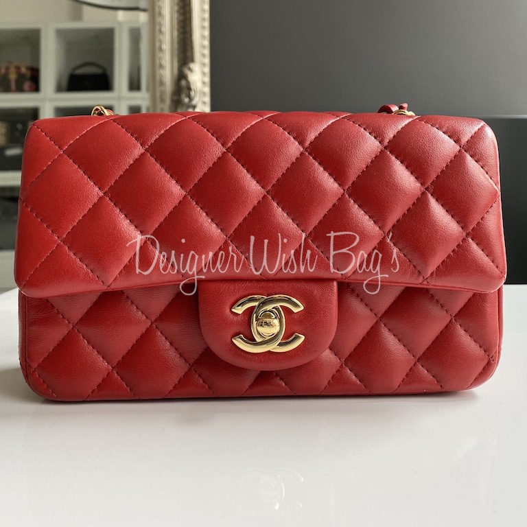 Chanel 15B Lipstick Red Caviar Mini Rectangular Flap Bag | Dearluxe