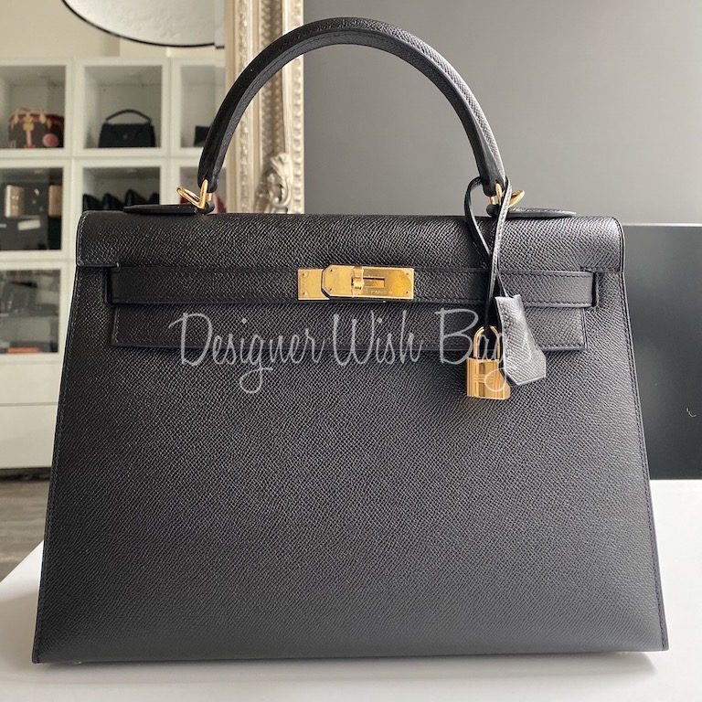 Hermès Kelly 32 Black GHW - Designer WishBags