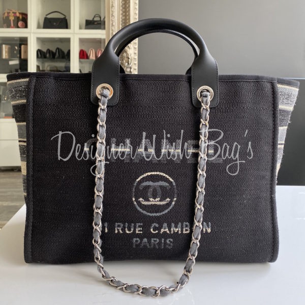 Chanel Deauville Large Black Canvas - Designer WishBags