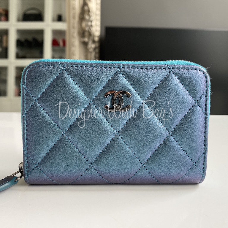 CHANEL, Bags, Chanel Classic Zipped Coin Purse Iridescent Blue