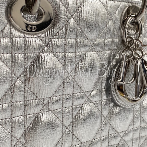 Lady dior leather handbag Dior Silver in Leather - 34339614
