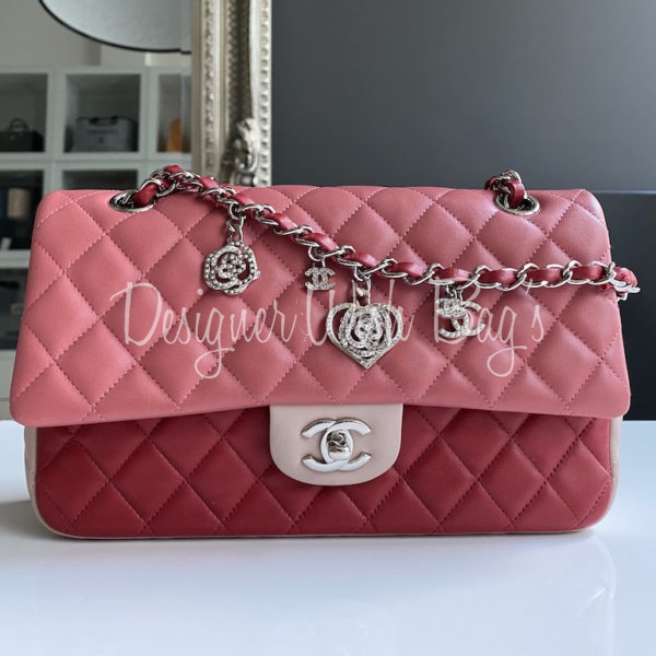 Fuchsia Quilted Lambskin Medium Classic Heart Chain Valentine Flap