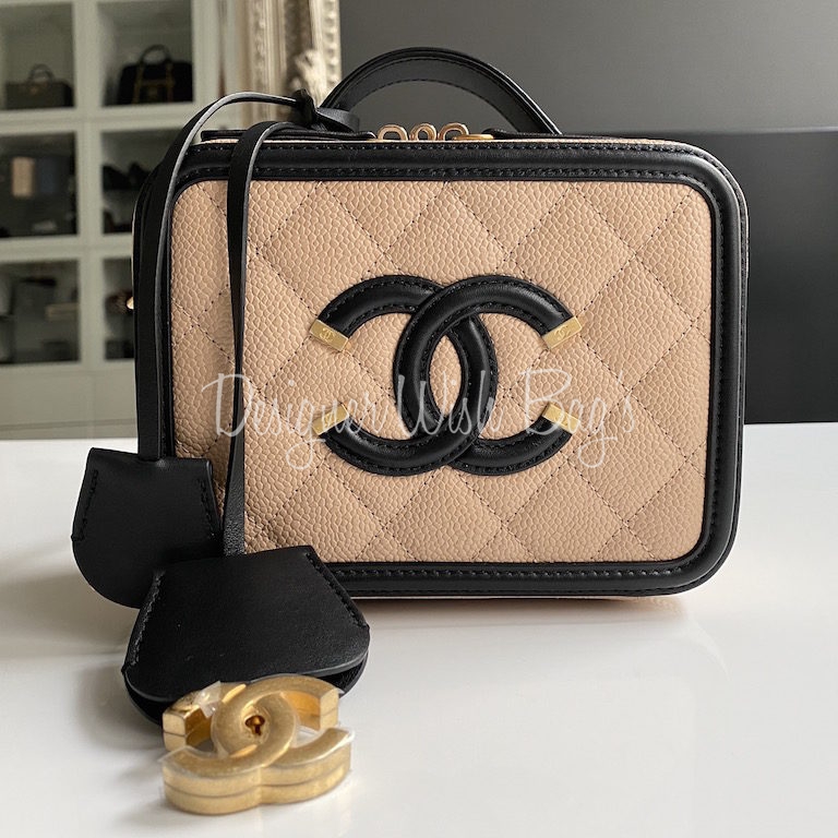 Chanel Top Handle Vanity with Chain, Beige, New in Box