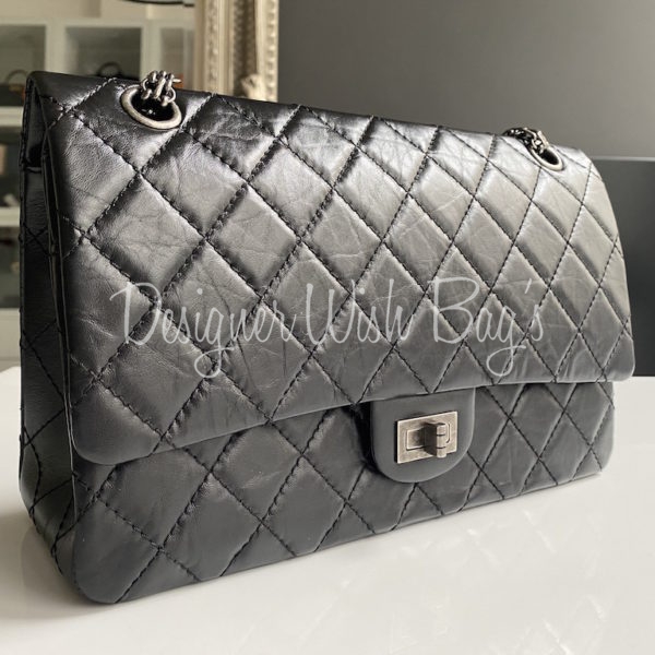 Chanel 2.55 Reissue 227 Maxi Shoulder Bag Metallic Grey Aged