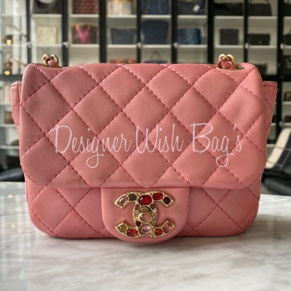 Chanel Mini Pink Crystal Lock - Designer WishBags