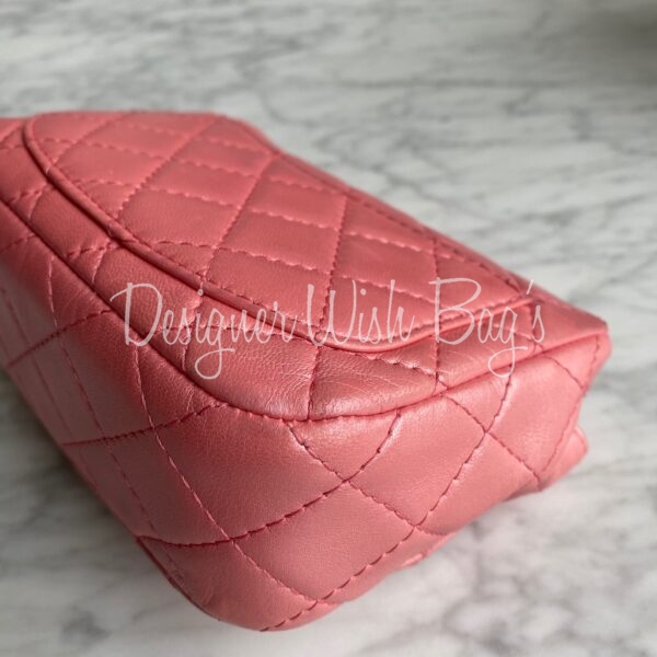 Chanel Pink Mini Flap Bag Quilted Patent Leather Rectangular Crossbody