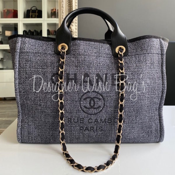 chanel black canvas tote large