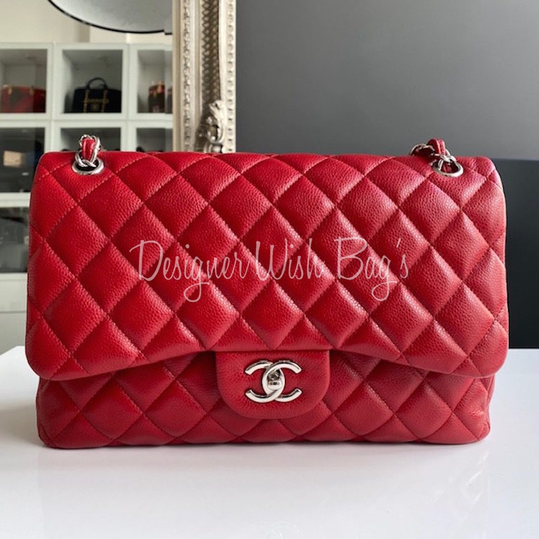 Chanel Red Patent Jumbo Double Flap Bag Ruthenium Hardware, 2014