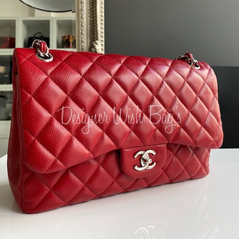 Red chanel caviar discount bag