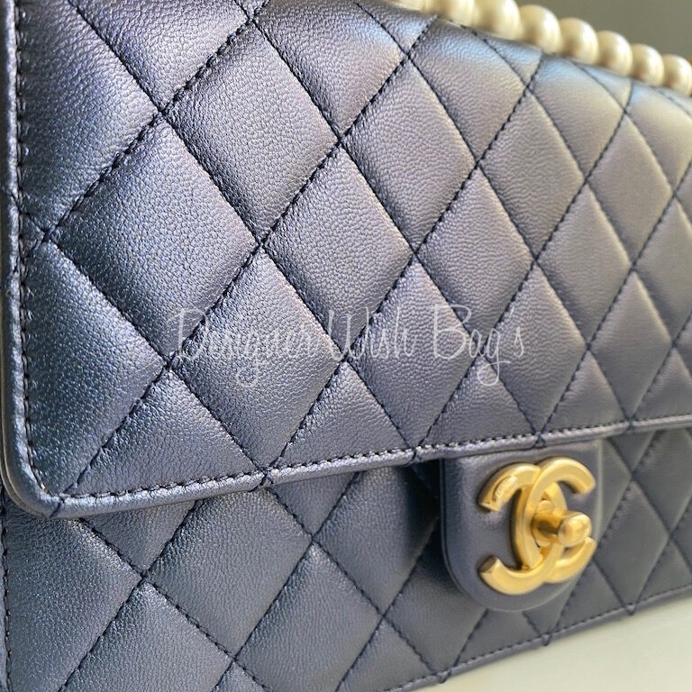 Chanel Pearl Flap Blue 20C - Designer WishBags
