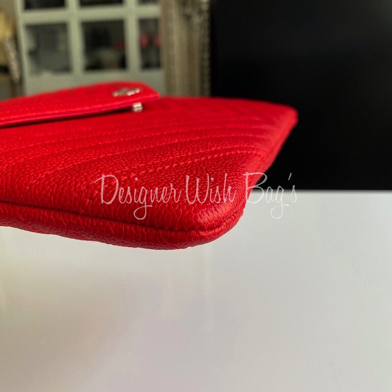 Chanel Red Clutch Chevron - Designer WishBags
