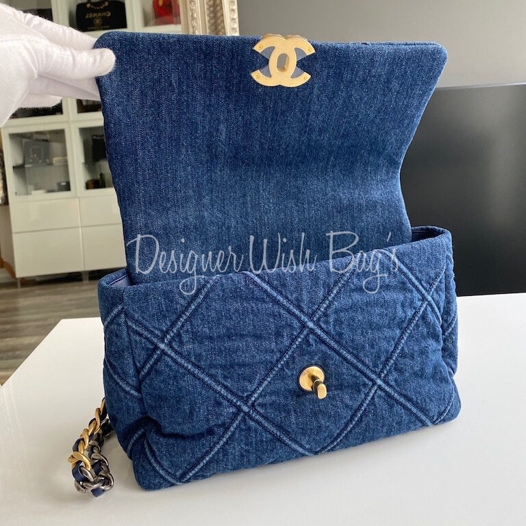 CHANEL 19 Small Flap Bag Blue Denim - Bellisa