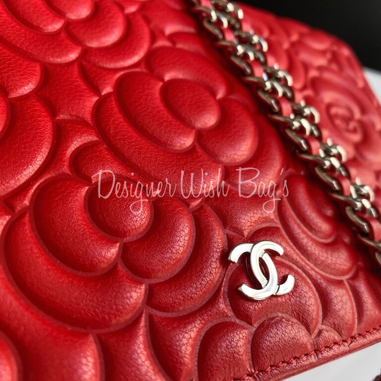 chanel red lambskin leather