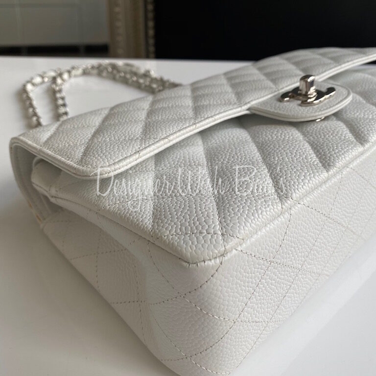 Chanel Medium Classic White Caviar - Designer WishBags