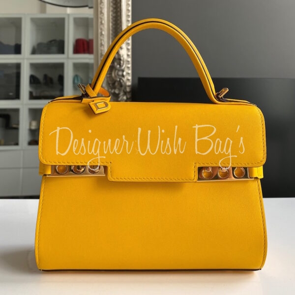 DELVAUX Smooth Calfskin Mini Tempete Satchel Yellow 904753