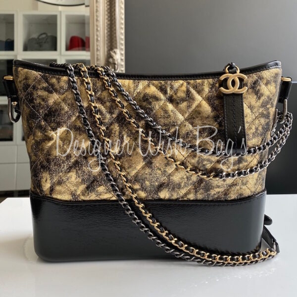 Chanel New Medium Gabrielle Hobo Black Shiny Aged Calfskin Mixed