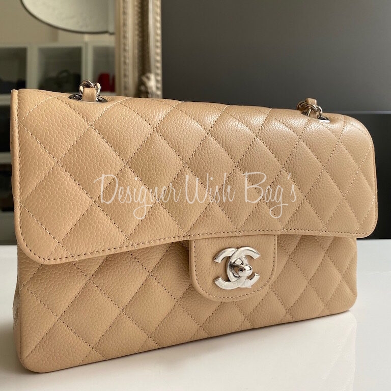 Chanel Classic Medium Large Double Flap Bag Beige  THE PURSE AFFAIR
