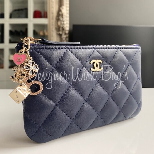 Chanel Mini O Pouch/Cosmetic Case 21S Light Pink Quilted Caviar with light  gold hardware