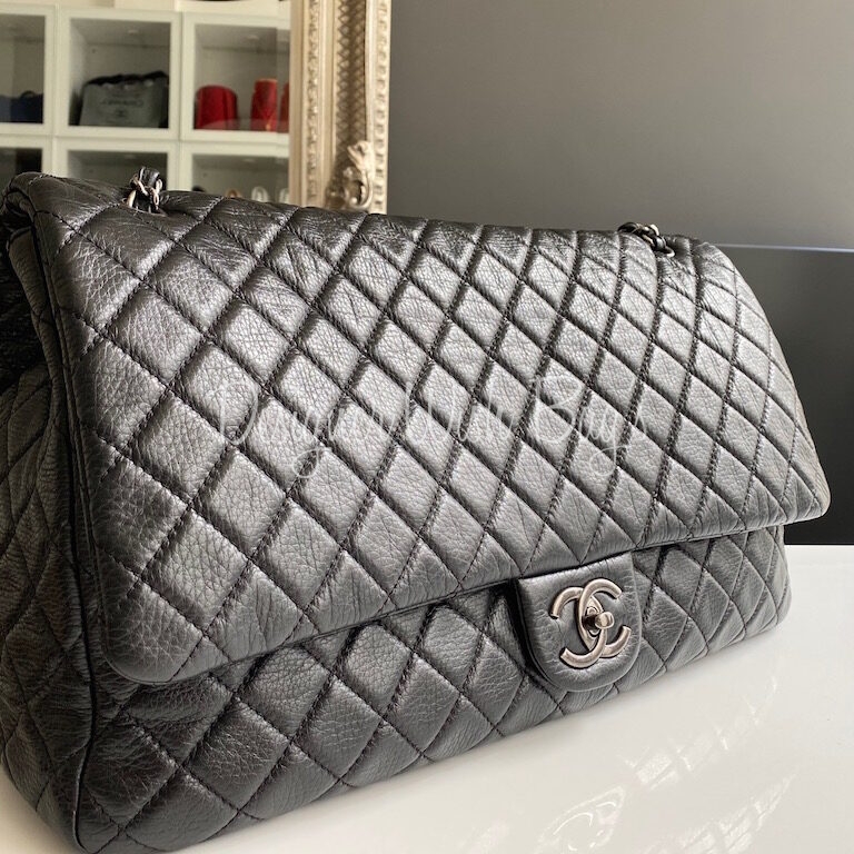 Chanel Airline Flap XXL, Silver Caviar with Ruthenium Hardware, Preowned in  Dustbag WA001