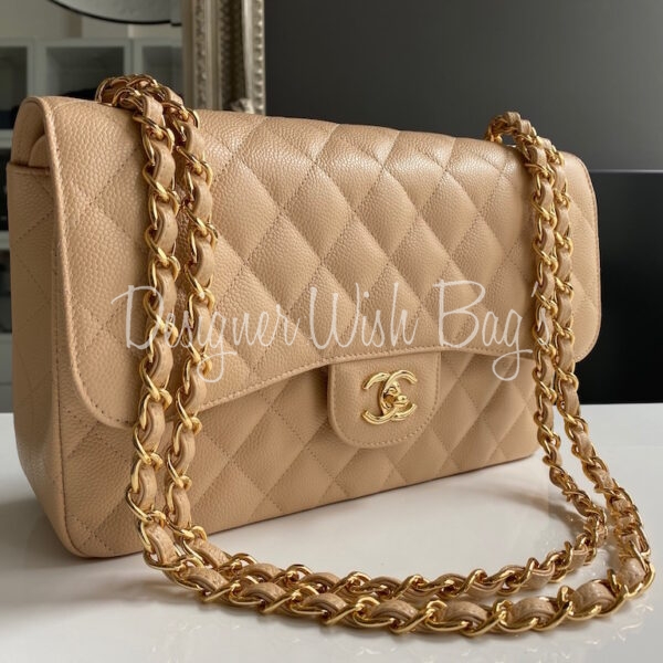 Chanel jumbo beige caviar single flap bag with GHW AJL0012 – LuxuryPromise
