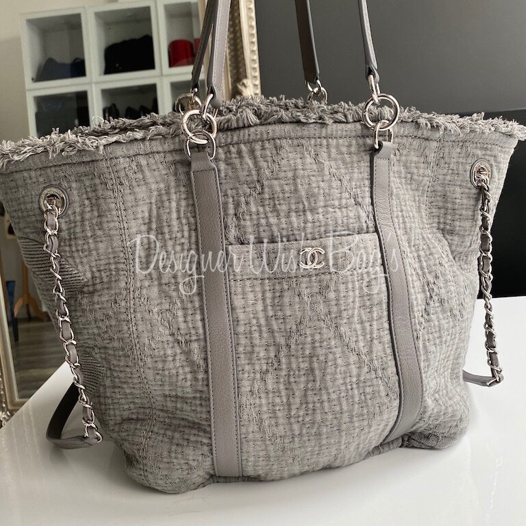 Chanel Gray Coco Cocoon Denim Tote Bag Grey Dark grey Leather Pony