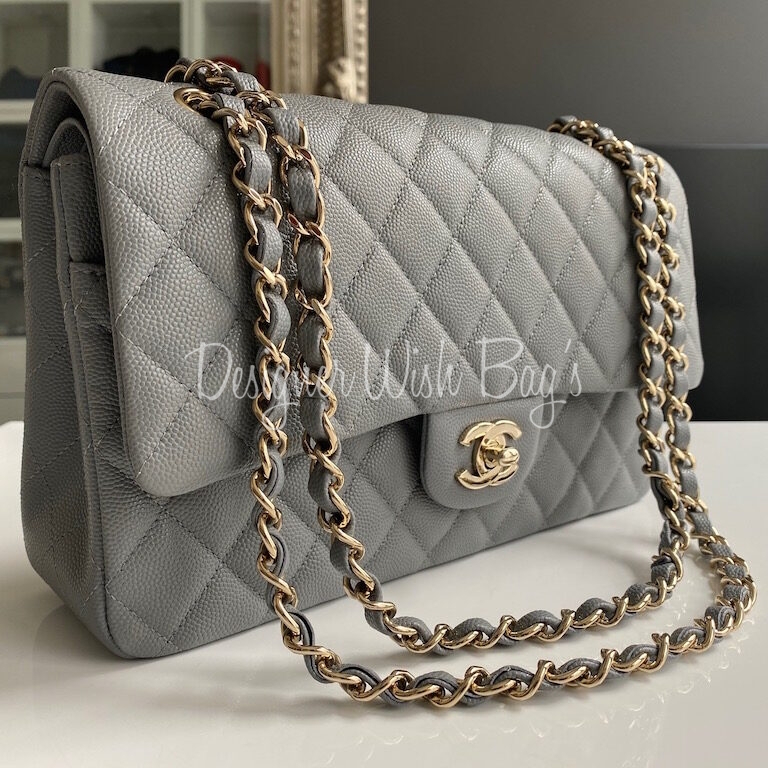 chanel grey medium flap bag