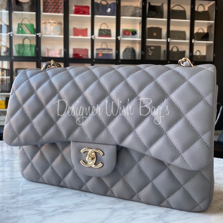 20C Grey Caviar Quilted Jumbo Classic Flap LGHW – REDELUXE