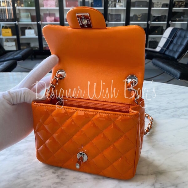 Chanel Dark Orange Quilted Caviar Mini Flap Bag Ruthenium Hardware