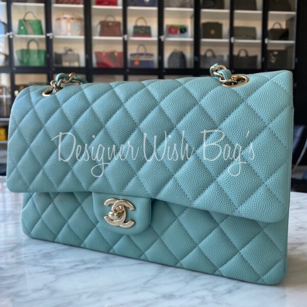 Chanel Classic Medium Tiffany Blue - Designer WishBags