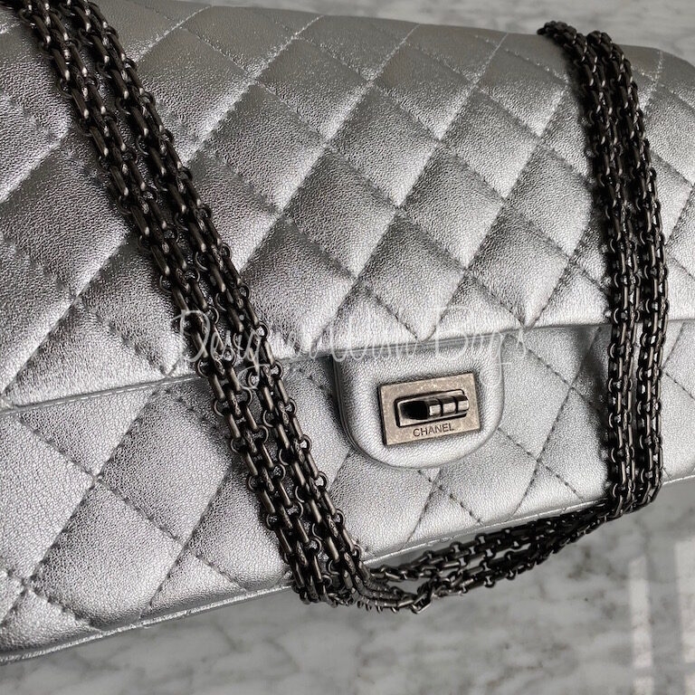 SUEDE LEATHER AND OPAQUE SILVER-TONE METAL 2.55 REISSUE SHOULDER BAG, CHANEL, A Collection of a Lifetime: Chanel Online, Jewellery