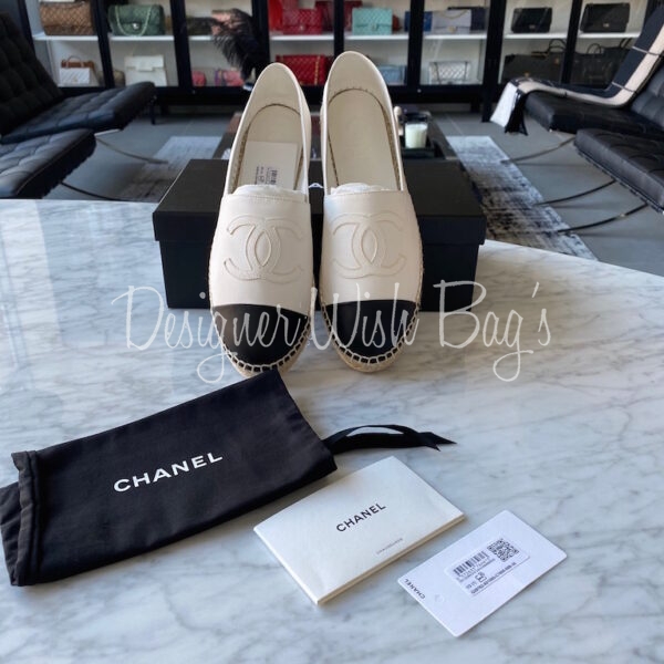 Chanel Espadrille Black White - Designer WishBags