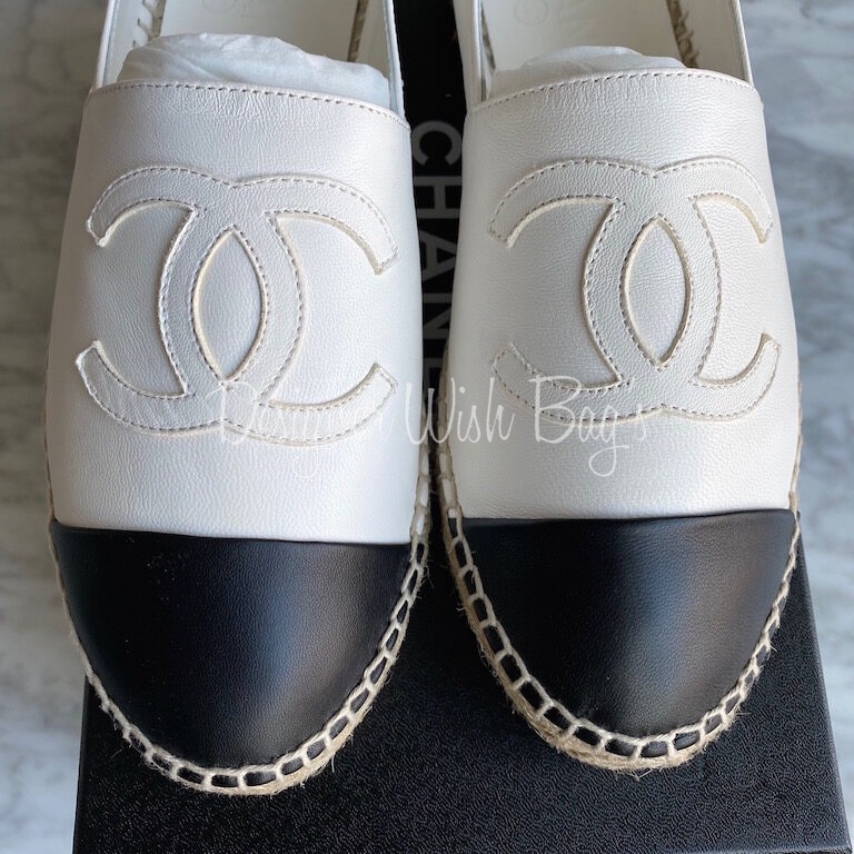 Chanel Espadrille Black White - Designer WishBags