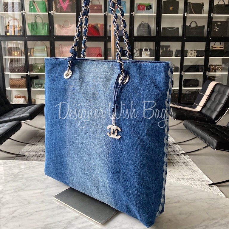 Chanel Blue Denim & Chain Tote Labellov Buy and Sell Authentic Luxury
