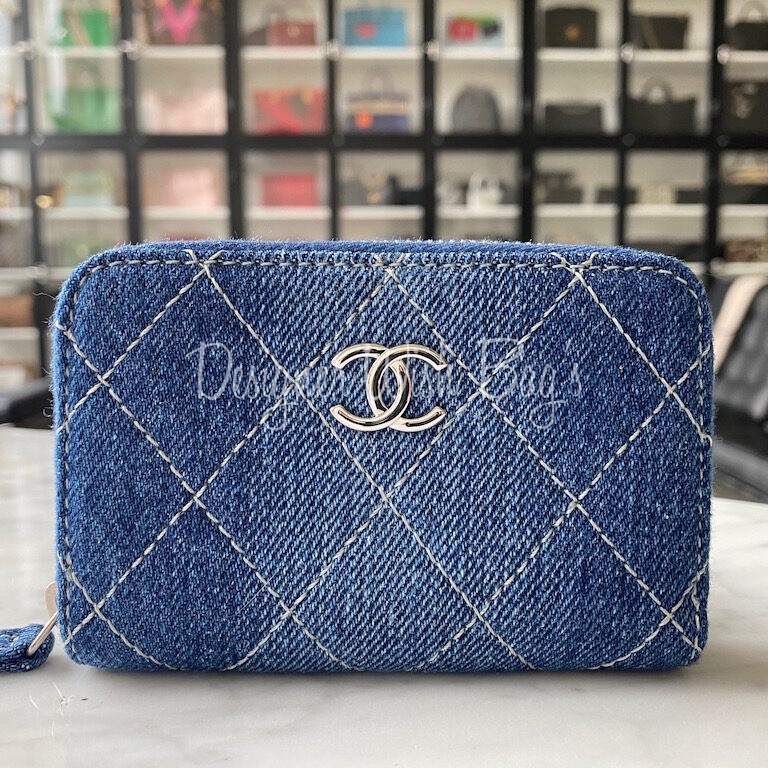 Chanel Blue Denim Chanel 19 Coin Pouch On Chain, myGemma