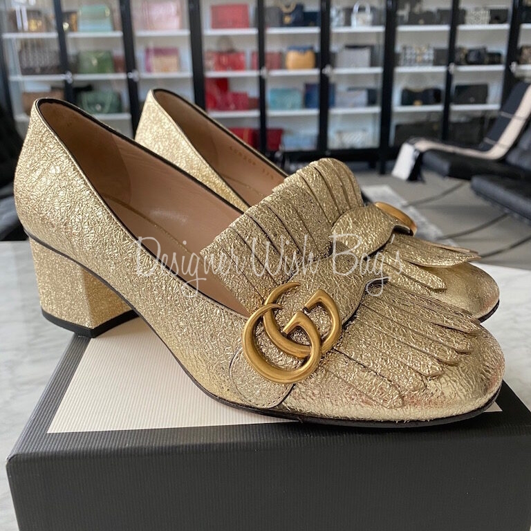 gucci marmont gold shoes