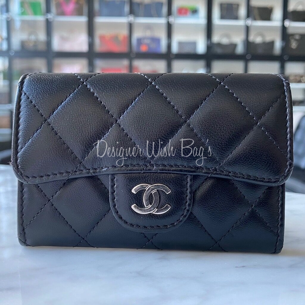 Chanel Caviar Timeless CC Card Holder Blue