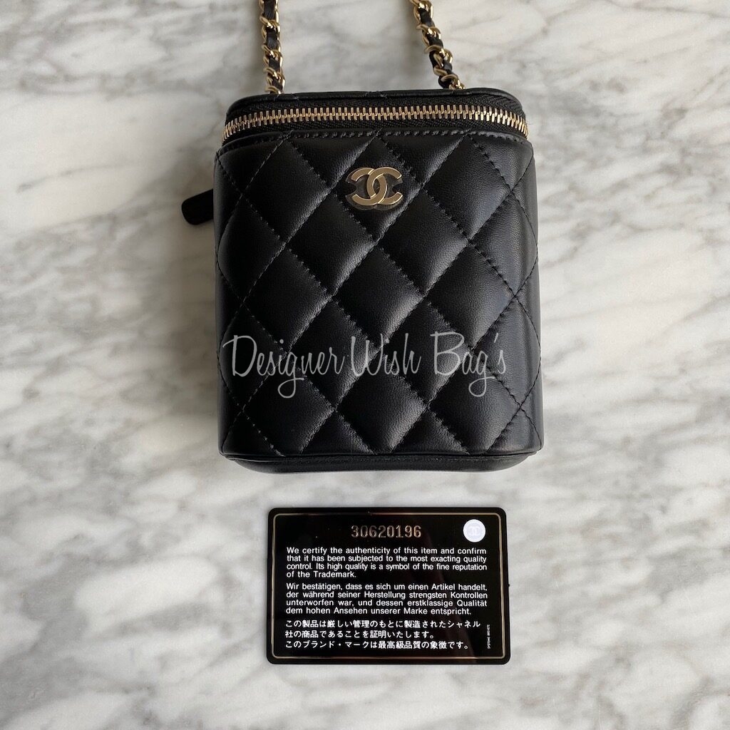 Chanel Classic Top Handle Vanity Case with Chain Quilted Lambskin Mini Black  1431091