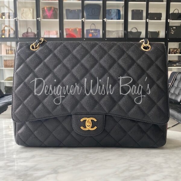 Chanel Maxi Single Flap Black Caviar - Designer WishBags