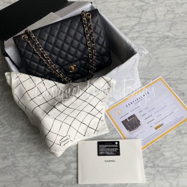 CHANEL, Bags, Chanel Black Leather Lambskin Classic Flap Maxi With Entrupy  Certificate