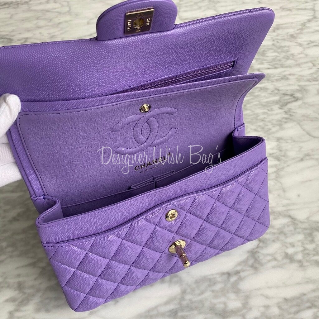 Chanel Classic Small, 20S Purple Caviar with Gold Hardware, Preowned in Box  WA001 - Julia Rose Boston