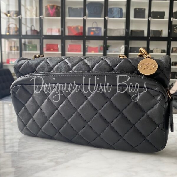 black chanel with silver hardware purse