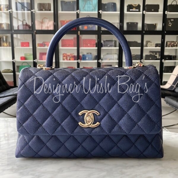Chanel coco handle bag Blue Leather ref.487170 - Joli Closet