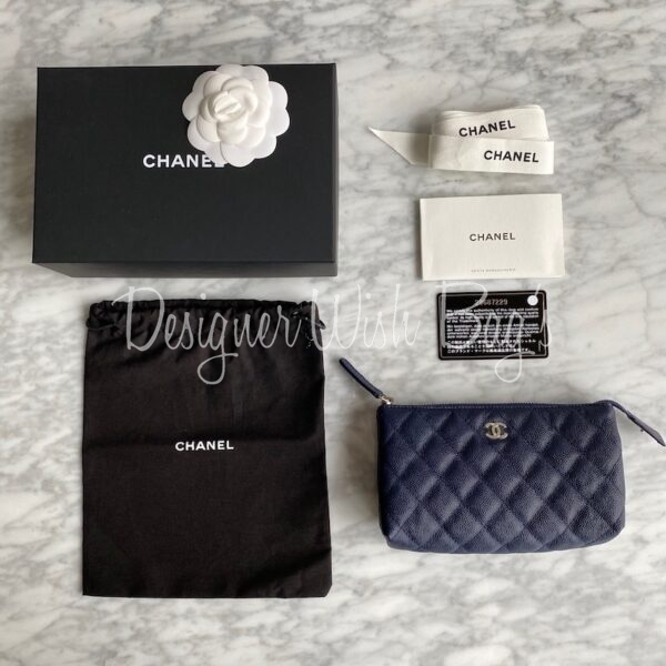 Chanel Medium Curvy Black Leather Cosmetic Pouch PreOwned