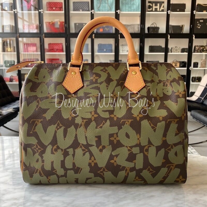 Speedy Louis Vuitton GRAFFITI STEPHEN SPROUSE Light green Cloth ref.679921  - Joli Closet