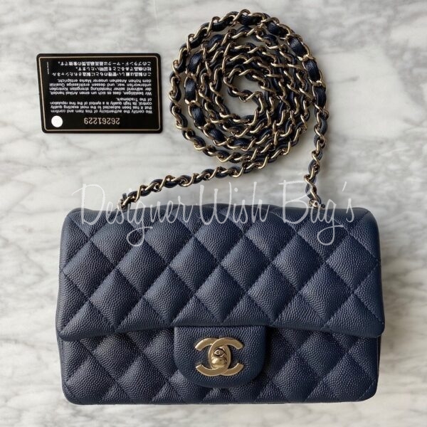 Chanel Mini Rectangular Caviar Navy GHW