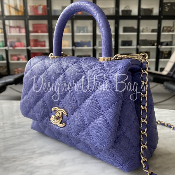 Chanel Blue 2021 Iridescent Extra Mini Coco Handle Bag