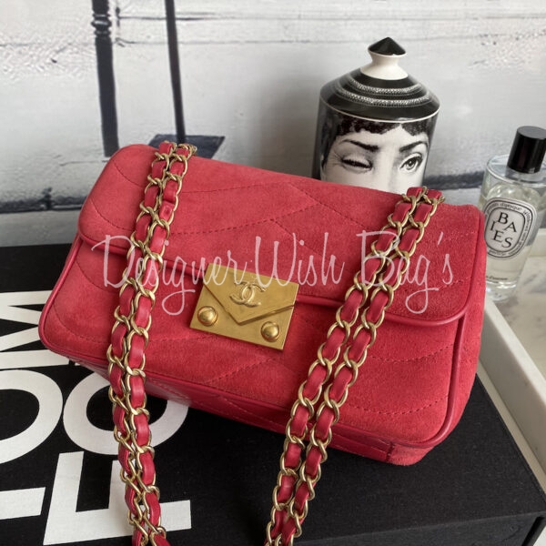 chanel red cross body bag leather