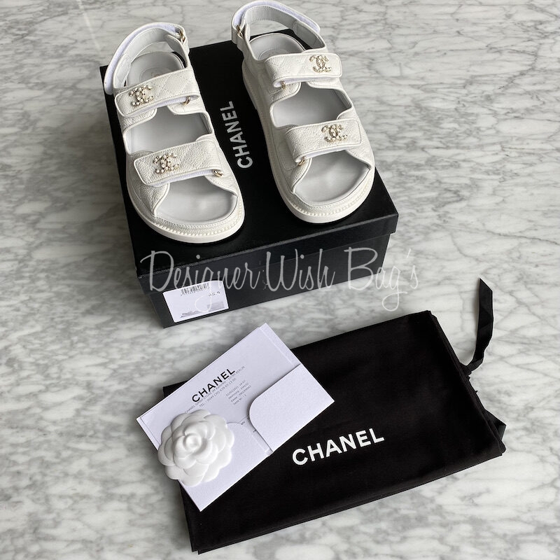Chanel Dad Sandals White - Designer WishBags