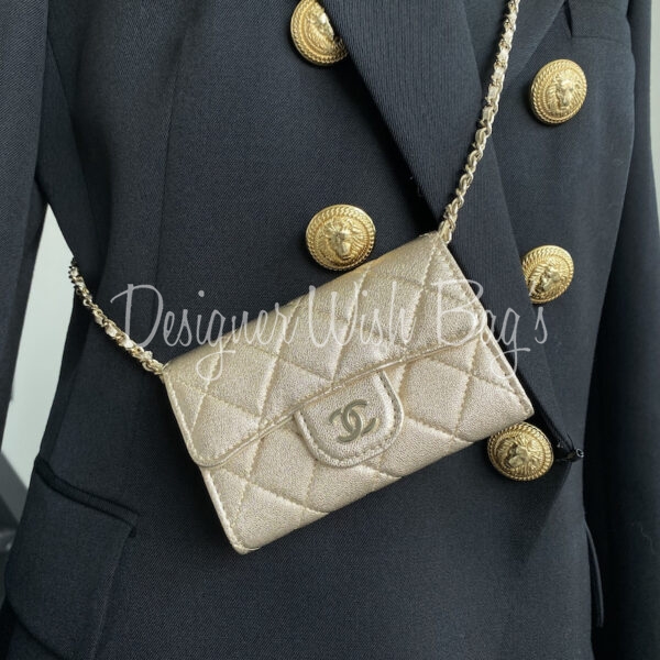 chanel chain strap card holders