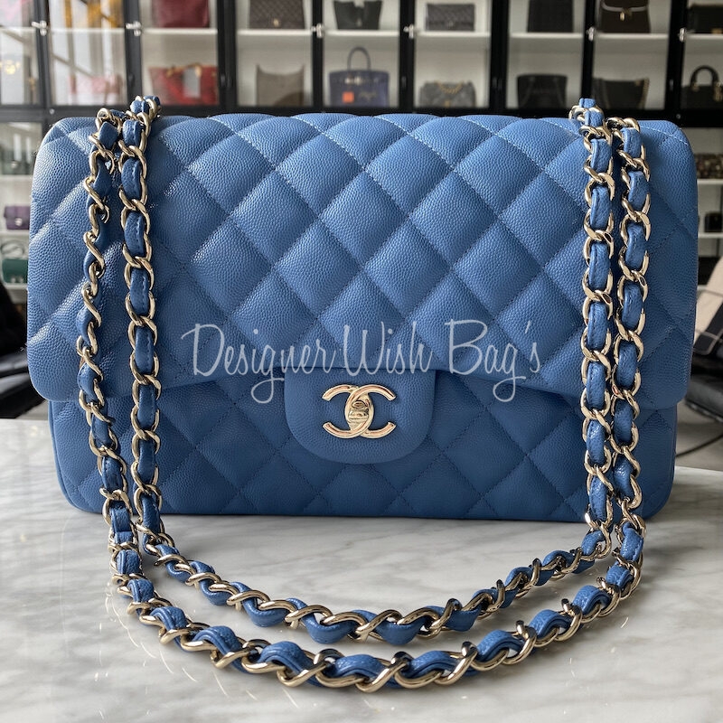 blue chanel mini flap bag caviar